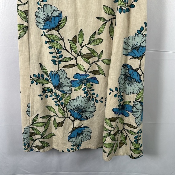 Tulip Creations Cream Floral Print Puff Sleeve Scoop Neck A-Line Midi Dress Lg - Picture 5 of 12